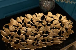 Dekorative Schale GINKGO LEAFS 50cm gold handmade Metall