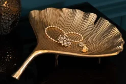 Dekorative Schale GINKGO 35cm gold handmade Metall