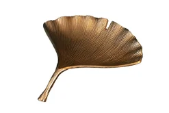 Dekorative Schale GINKGO 35cm gold handmade Metall