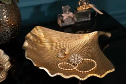 Dekorative Schale GINKGO 35cm gold handmade Metall