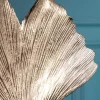 Dekorative Skulptur GINKGO LEAF 45cm silber handmade Metall mit Marmorsockel
