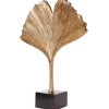 Dekorative Skulptur GINKGO LEAF 44cm gold handmade Metall mit Marmorsockel