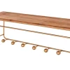 Dekorative Wandgarderobe HERITAGE 80cm natur gold messing Pinie Metall mit Ablage