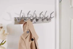 Dekorative Wandgarderobe DEER 50cm silber Aluminium poliert Hirschgeweih Kleiderhaken