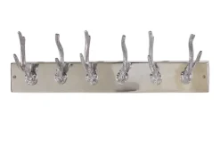 Dekorative Wandgarderobe DEER 50cm silber Aluminium poliert Hirschgeweih Kleiderhaken
