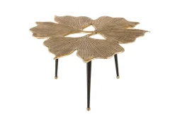 Dekorativer Couchtisch GINKGO LEAFS 75cm gold handmade Metall