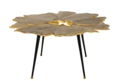 Dekorativer Couchtisch GINKGO 95cm gold schwarz handmade Metall