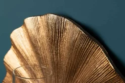 Dekorativer Kerzenhalter GINKGO 44cm gold handmade Metall Wandteelicht