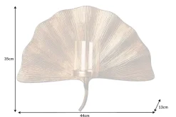 Dekorativer Kerzenhalter GINKGO 44cm gold handmade Metall Wandteelicht