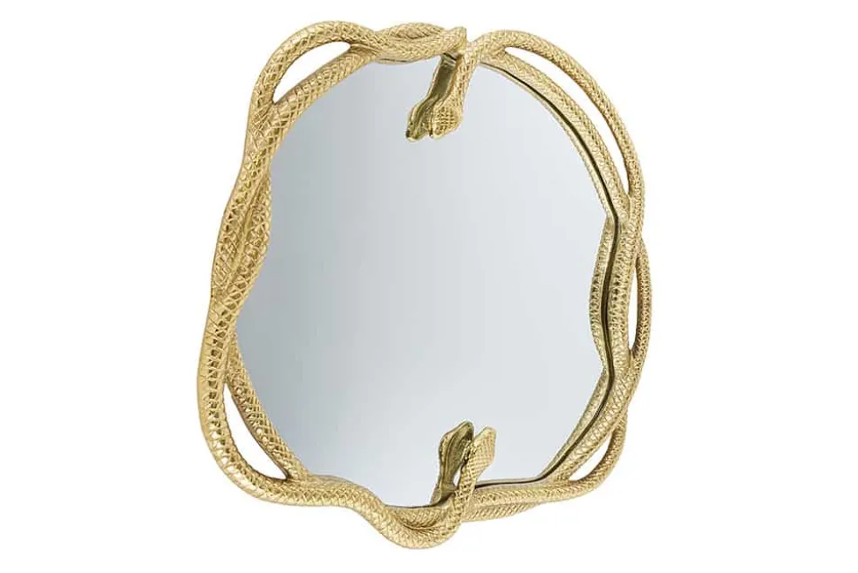 Dekorativer Spiegel SNAKE XL 85cm gold Metall Schlangen-Skulptur