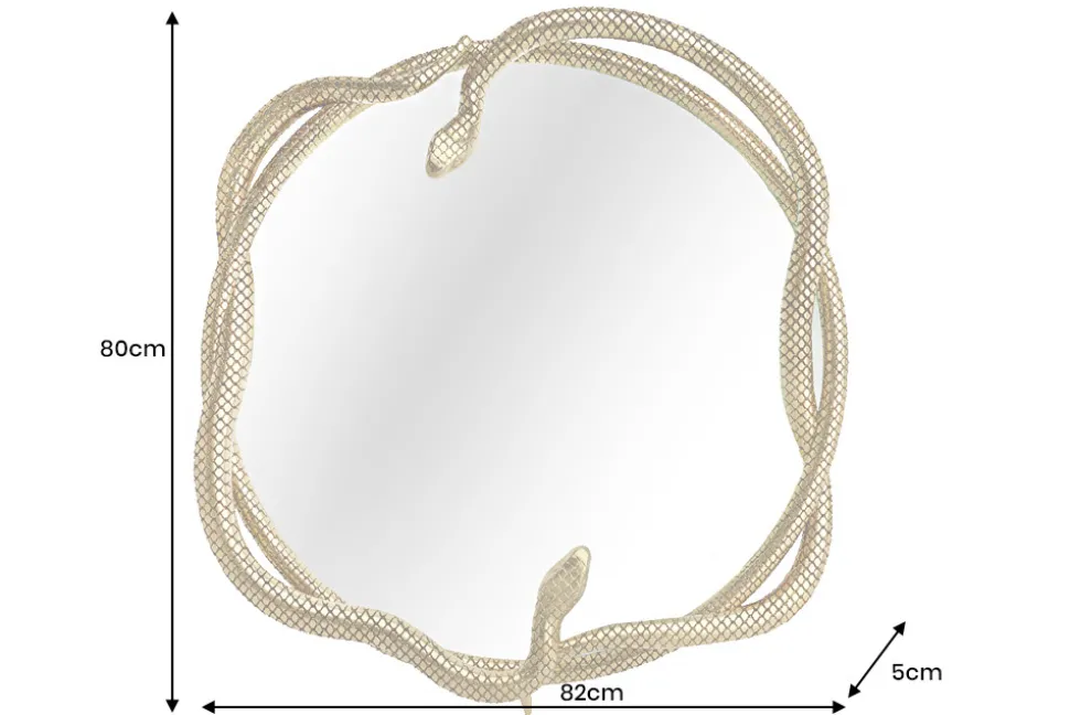 Dekorativer Spiegel SNAKE XL 85cm gold Metall Schlangen-Skulptur