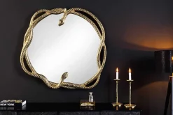 Dekorativer Spiegel SNAKE XL 85cm gold Metall Schlangen-Skulptur