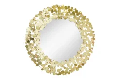 Dekorativer Wandspiegel COINS 80cm XL antik gold rund aus Metall handmade