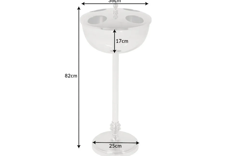 Dekorativer Weinkühler VINO 80cm silber handmade Metall Flaschenkühler Sektkühler