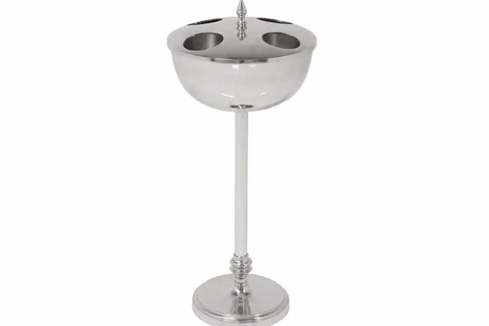 Dekorativer Weinkühler VINO 80cm silber handmade Metall Flaschenkühler Sektkühler
