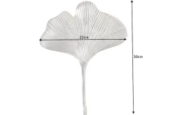 Dekoratives Kleiderhaken 3er Set GINKGO 30cm silber handmade Metall