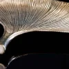 Dekoratives Schalen 3er Set GINKGO 30cm gold handmade Metall