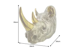 Deko-Wandfigur RHINO 40cm gold handmade Nashorn-Skulptur