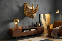Deko-Wandfigur RHINO 60cm gold handmade Nashorn-Skulptur