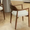 Design Armlehnen-Stuhl KENNEDY braun smoke creme aus recycelter Pinie mit Polstersitz