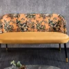 Design Bank PRÊT-À-PORTER gelb Samt florales Muster und goldene Fußkappen