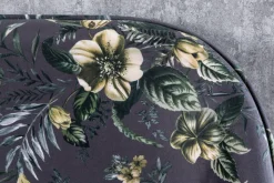 Design Bank PRÊT-À-PORTER grau Samt florales Muster und goldene Fußkappen