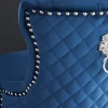 Design Barhocker CASTLE DELUXE royalblau Samt silber Edelstahl mit Lehne Chesterfield