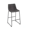 Design Barhocker DJANGO vintage grau Microfaser mit Lehne Eisengestell schwarz