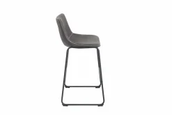 Design Barhocker DJANGO vintage grau Microfaser mit Lehne Eisengestell schwarz
