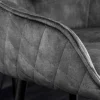 Design Barhocker EUPHORIA grau Samt schwarze Metallbeine Barstuhl mit Lehne