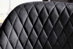 Design Barhocker PARIS grau Samt mit Lehne Metall schwarz gold Ziersteppung