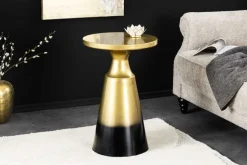 Design Beistelltisch ABSTRACT 60cm gold Metall gebürstet Patina Handarbeit rund Säulentisch