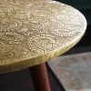 Design Beistelltisch ALCAZAR 50cm antik gold Metall Mangoholz Handarbeit rund