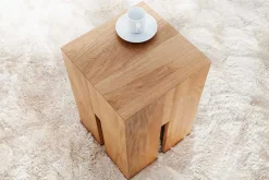 Design Beistelltisch CASTLE 45cm natur Wildeiche Massivholz geölt Sitzhocker
