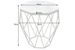 Design Beistelltisch DIAMOND 50cm weiß Marmor messing Metall