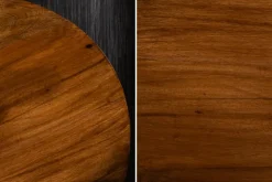 Design Beistelltisch EXTRAVAGANCIA 60cm Mangoholz massiv rund Metall Säulenfuß silber