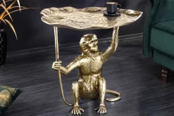 Design Beistelltisch WILDLIFE MONKEY 60cm gold antik Metall handmade