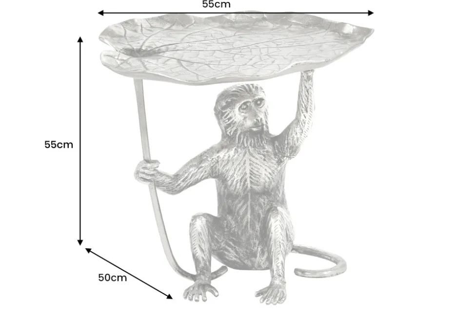 Design Beistelltisch WILDLIFE MONKEY 60cm silber Metall handmade