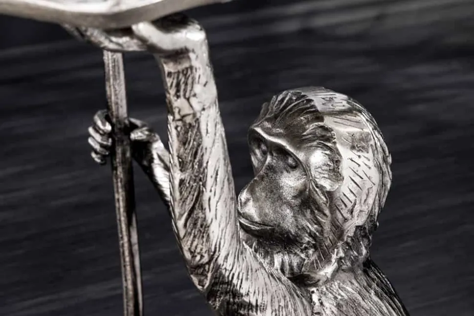 Design Beistelltisch WILDLIFE MONKEY 60cm silber Metall handmade