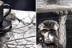 Design Beistelltisch WILDLIFE MONKEY 60cm silber Metall handmade