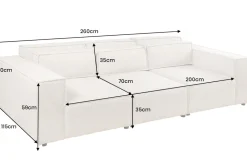 Design Big Sofa BOSSA NOVA 260cm beige Strukturstoff 3-Sitzer XXL-Couch