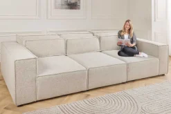 Design Big Sofa BOSSA NOVA 260cm beige Strukturstoff 3-Sitzer XXL-Couch
