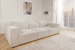 Design Big Sofa BOSSA NOVA 260cm beige Strukturstoff 3-Sitzer XXL-Couch