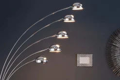 Design Bogenlampe FIVE LIGHTS 205cm chrom Stehlampe mit schwarzem Marmorfuß