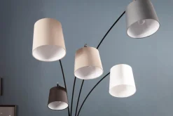 Design Bogenlampe LEVELS 205cm schwarz grau 5 Leinenschirme Stehlampe