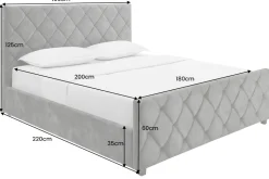 Design Boxbett ELYSIUM 180x200cm dunkelgrau Samt mit Stauraum und Lattenrost