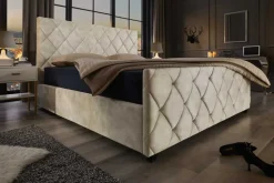 Design Boxbett ELYSIUM 180x200cm champagner beige Samt mit Stauraum und Lattenrost
