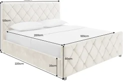 Design Boxbett ELYSIUM 180x200cm champagner beige Samt mit Stauraum und Lattenrost