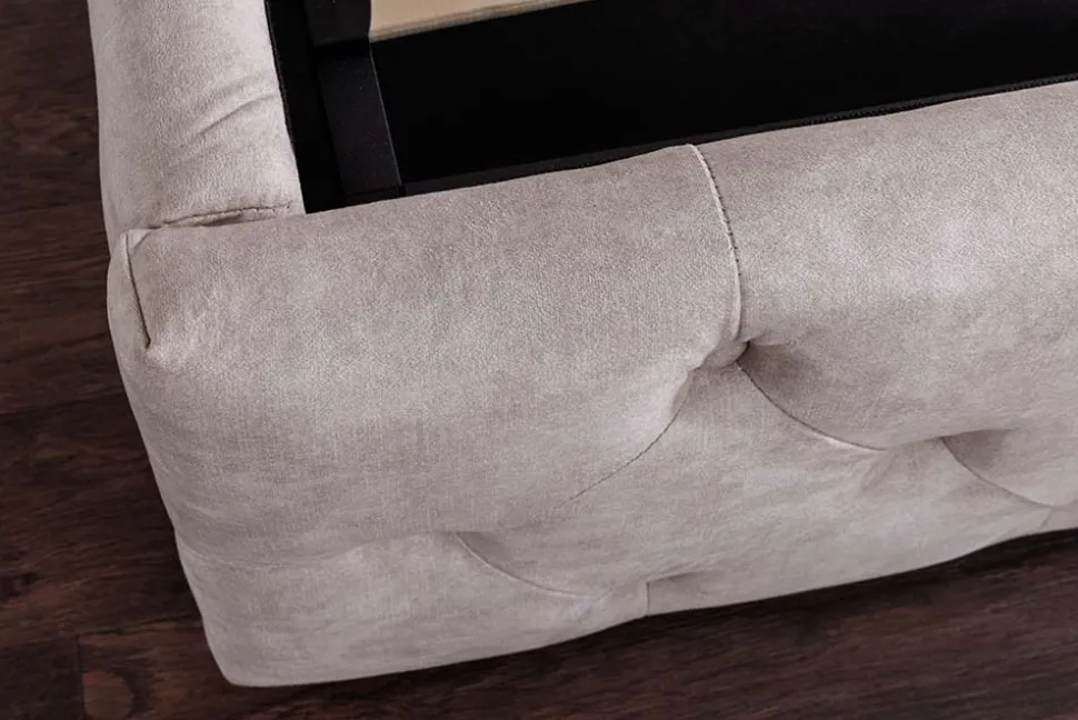 Design Boxbett PARIS 180x200cm champagner beige Samt mit Stauraum und Lattenrost