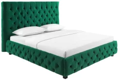 Design Boxbett PARIS 180x200cm dunkelgrün Samt Chesterfield Doppelbett